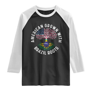 Brazilian Roots American Grown Tree Flag Raglan Shirt TS14 Black White Print Your Wear