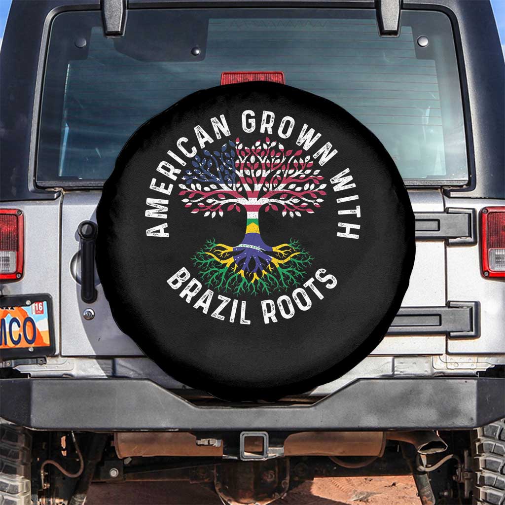 Brazilian Roots American Grown Tree Flag Spare Tire Cover TS14 No hole Black Print Your Wear