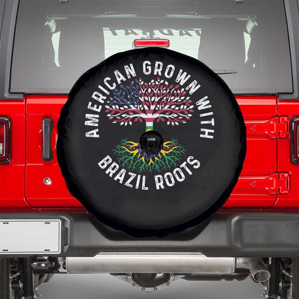 Brazilian Roots American Grown Tree Flag Spare Tire Cover TS14 Black Print Your Wear