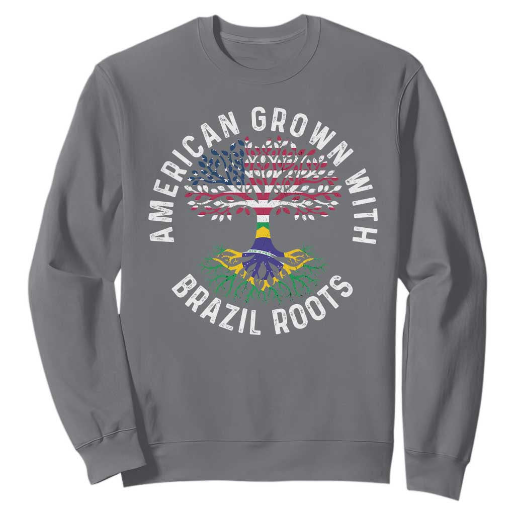 Brazilian Roots American Grown Tree Flag Sweatshirt TS14 Charcoal Print Your Wear