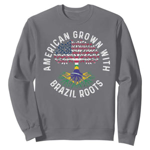 Brazilian Roots American Grown Tree Flag Sweatshirt TS14 Charcoal Print Your Wear
