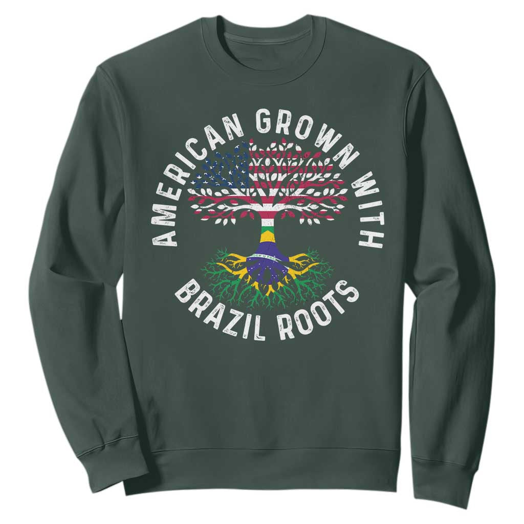 Brazilian Roots American Grown Tree Flag Sweatshirt TS14 Dark Forest Green Print Your Wear