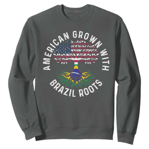 Brazilian Roots American Grown Tree Flag Sweatshirt TS14 Dark Heather Print Your Wear