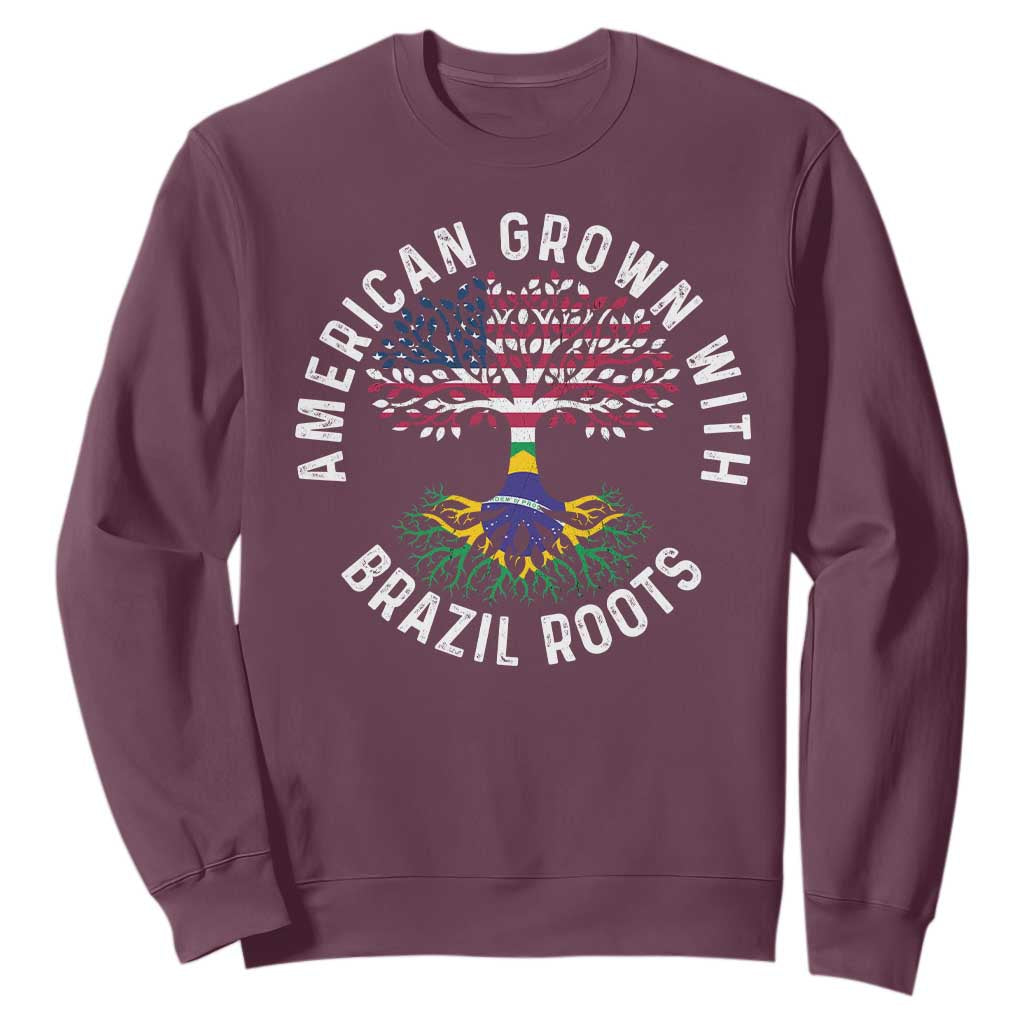 Brazilian Roots American Grown Tree Flag Sweatshirt TS14 Maroon Print Your Wear
