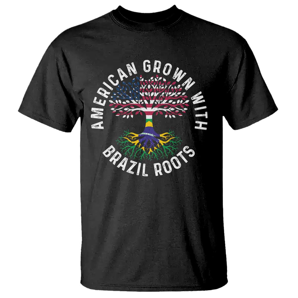 Brazilian Roots American Grown Tree Flag T Shirt TS14 Black Print Your Wear