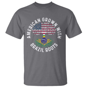 Brazilian Roots American Grown Tree Flag T Shirt TS14 Charcoal Print Your Wear