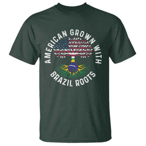 Brazilian Roots American Grown Tree Flag T Shirt TS14 Dark Forest Green Print Your Wear