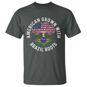 Brazilian Roots American Grown Tree Flag T Shirt TS14 Dark Heather Print Your Wear