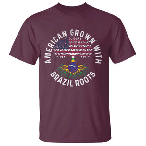 Brazilian Roots American Grown Tree Flag T Shirt TS14 Maroon Print Your Wear