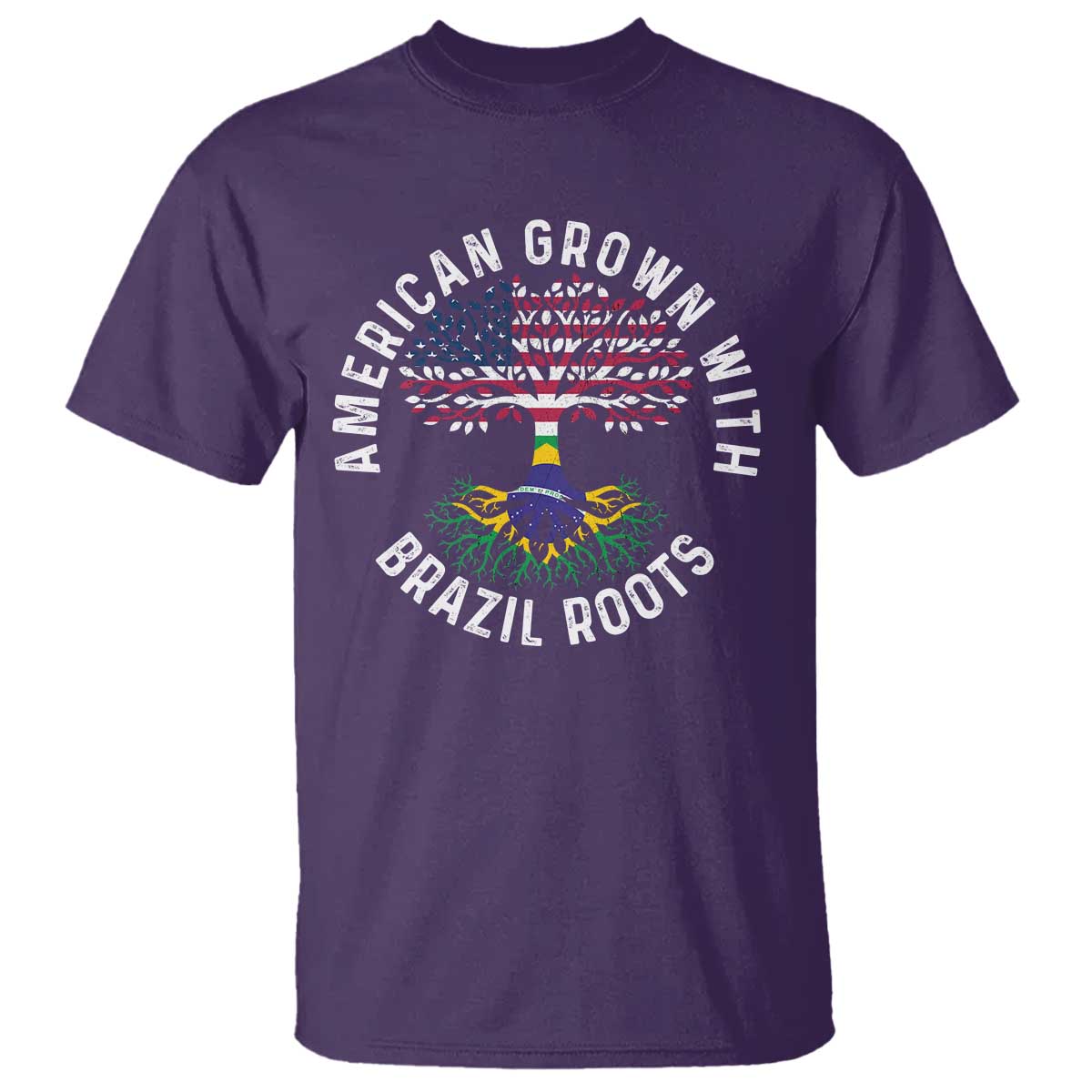 Brazilian Roots American Grown Tree Flag T Shirt TS14 Purple Print Your Wear