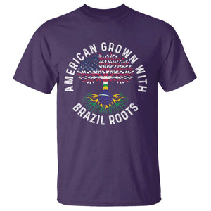 Brazilian Roots American Grown Tree Flag T Shirt TS14 Purple Print Your Wear