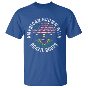 Brazilian Roots American Grown Tree Flag T Shirt TS14 Royal Blue Print Your Wear