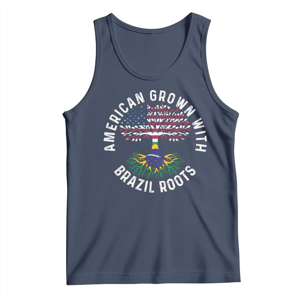 Brazilian Roots American Grown Tree Flag Tank Top TS14 Navy Print Your Wear