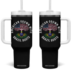Brazilian Roots American Grown Tree Flag Tumbler With Handle TS14 One Size: 40 oz Black Print Your Wear
