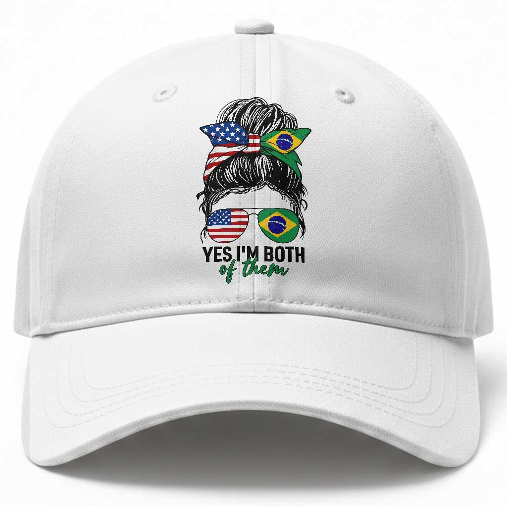Half American And Brazilian America Brazil Brasil Flag Girl Baseball Cap Yes I'm Both of Them TS14 Print Your Wear