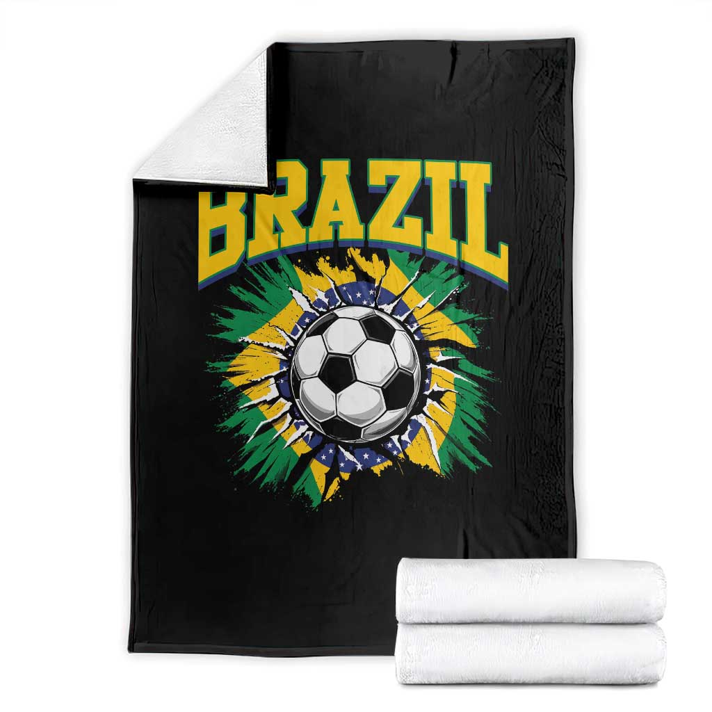 Brazil Soccer Fan Throw Blanket Brazilian Football Game Day Fan TS14 Black Print Your Wear