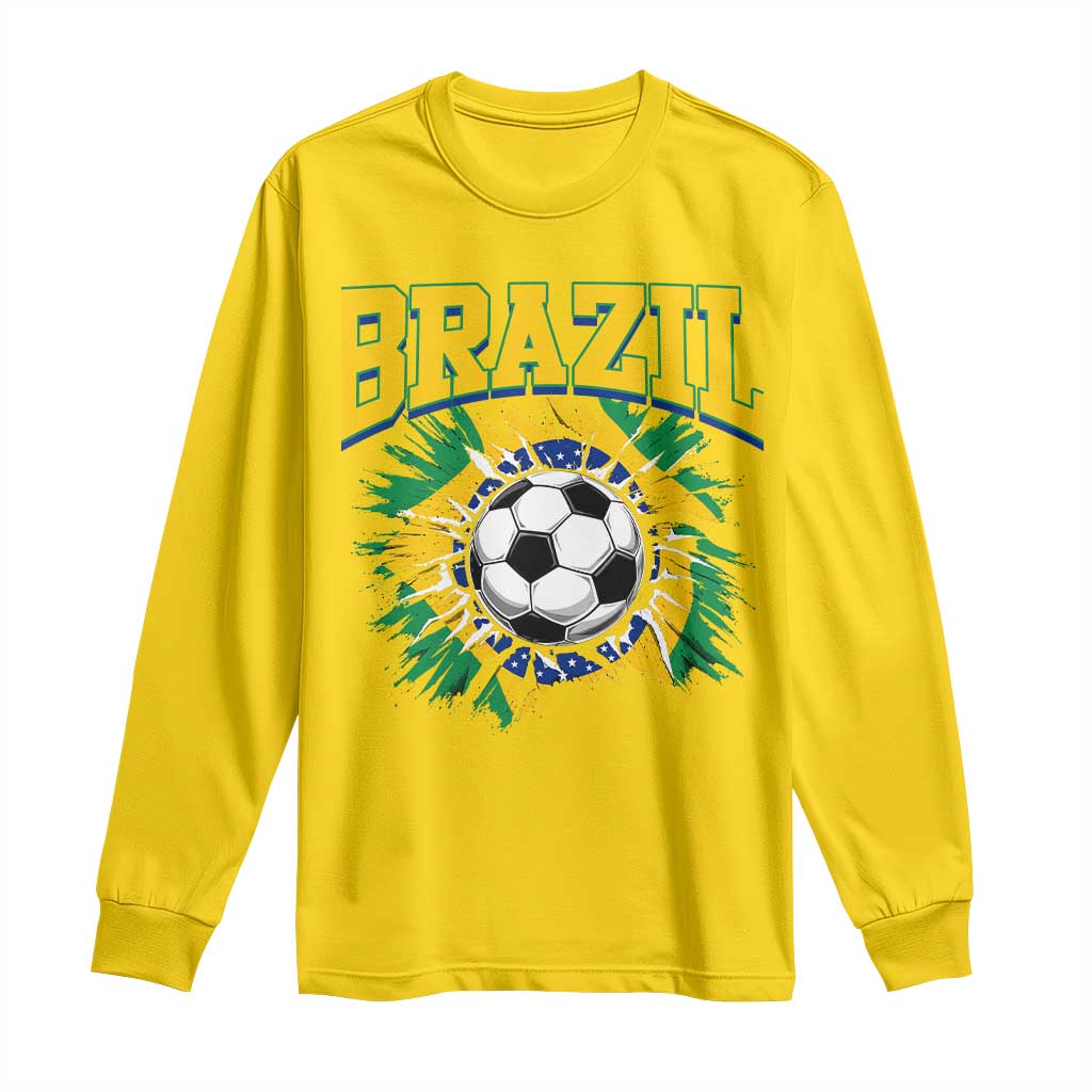 Brazil Soccer Fan Long Sleeve Shirt Brazilian Football Game Day Fan TS14 Daisy Print Your Wear