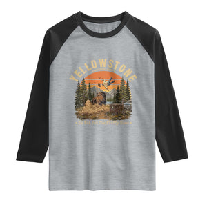 Yellowstone Do Not Pet The Fluffy Cows Raglan Shirt Funny Bison Meme Wildlife Lover Gift TS14 Heather Gray Black Print Your Wear