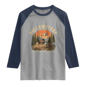 Yellowstone Do Not Pet The Fluffy Cows Raglan Shirt Funny Bison Meme Wildlife Lover Gift TS14 Sport Gray Navy Print Your Wear
