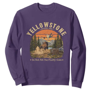 Yellowstone Do Not Pet The Fluffy Cows Sweatshirt Funny Bison Meme Wildlife Lover Gift TS14 Purple Print Your Wear