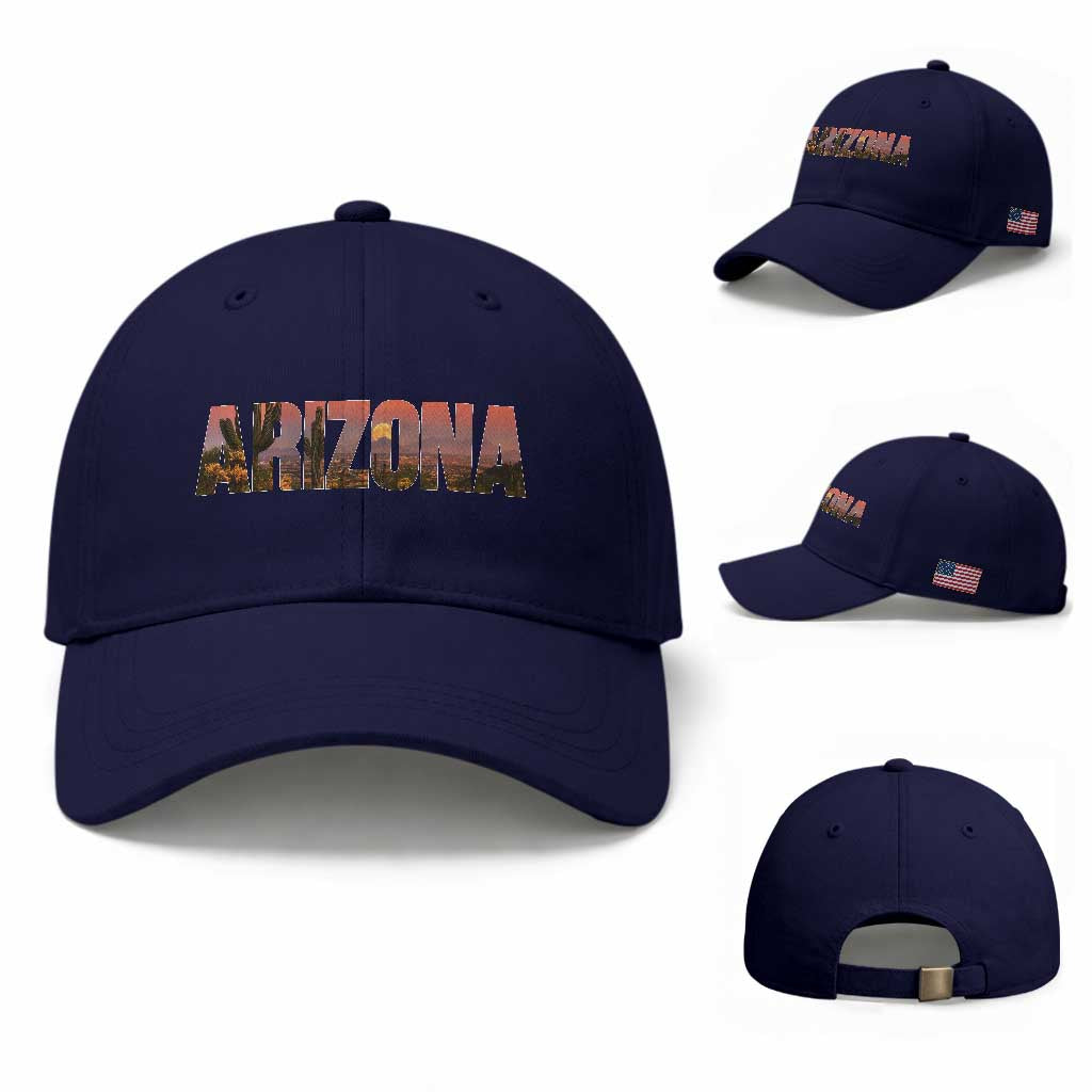 Arizona Photo Landscape Cactus Dessert Mountains Nature Baseball Cap TS14 Baseball Cap Universal Fit Dark Blue Print Your Wear