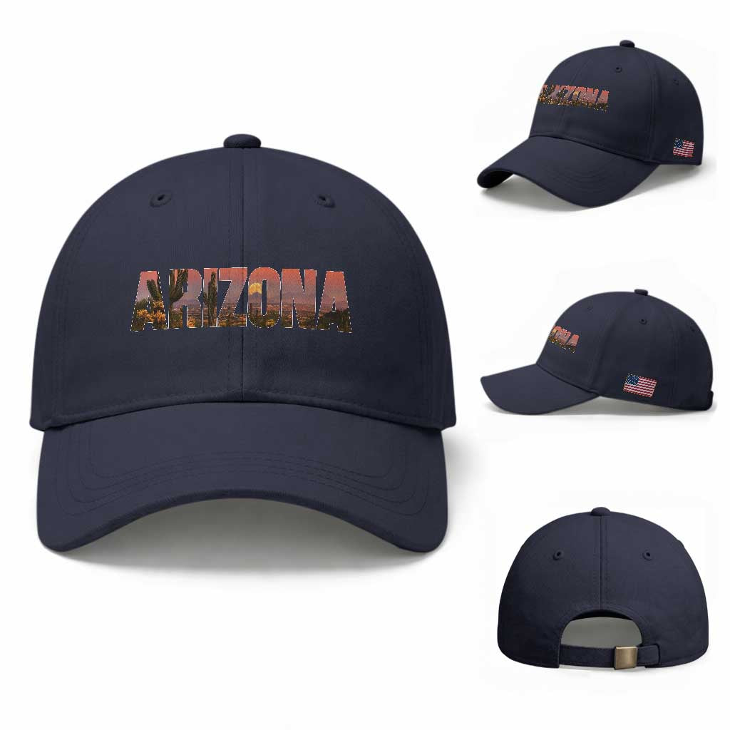 Arizona Photo Landscape Cactus Dessert Mountains Nature Baseball Cap TS14 Baseball Cap Universal Fit Navy Print Your Wear