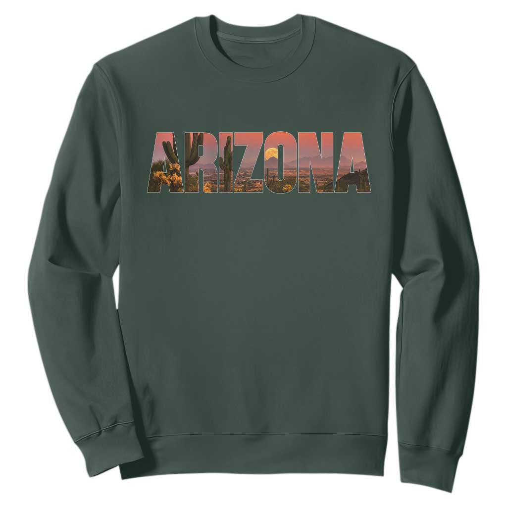 Arizona Photo Landscape Cactus Dessert Mountains Nature Sweatshirt TS14 Dark Forest Green Print Your Wear