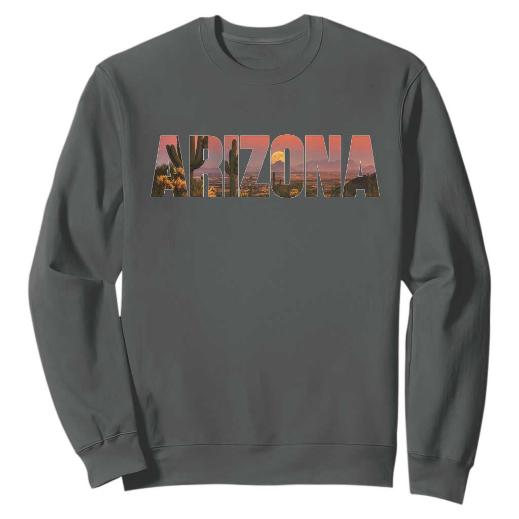 Arizona Photo Landscape Cactus Dessert Mountains Nature Sweatshirt TS14 Dark Heather Print Your Wear