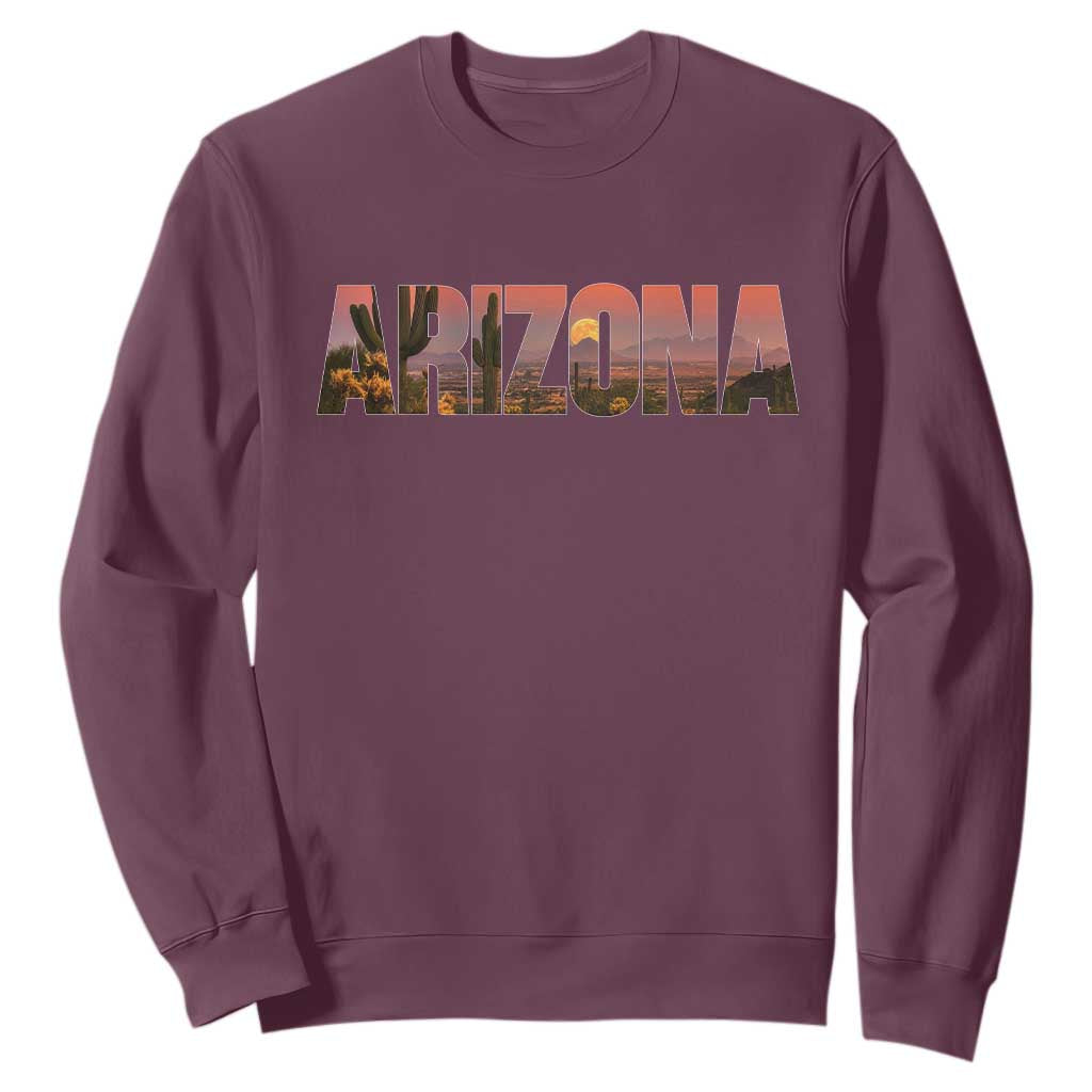 Arizona Photo Landscape Cactus Dessert Mountains Nature Sweatshirt TS14 Maroon Print Your Wear