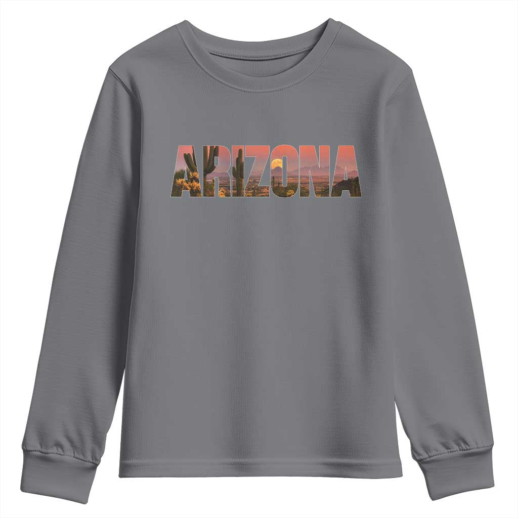 Arizona Photo Landscape Cactus Dessert Mountains Nature Youth Sweatshirt TS14 Charcoal Print Your Wear