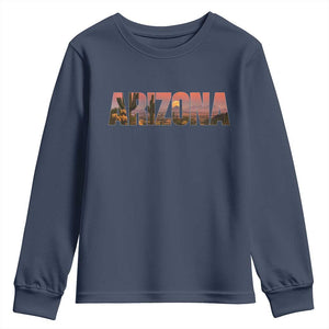 Arizona Photo Landscape Cactus Dessert Mountains Nature Youth Sweatshirt TS14 Navy Print Your Wear