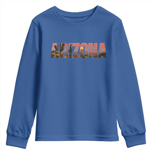 Arizona Photo Landscape Cactus Dessert Mountains Nature Youth Sweatshirt TS14 Royal Blue Print Your Wear
