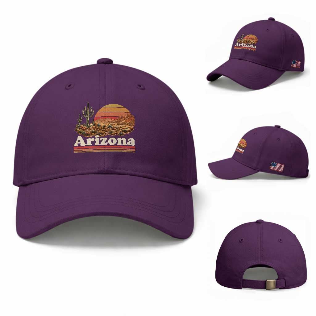 Arizona Desert Sunset Saguaro Cactus Mountains Nature Lover Baseball Cap TS14 Baseball Cap Universal Fit Purple Print Your Wear