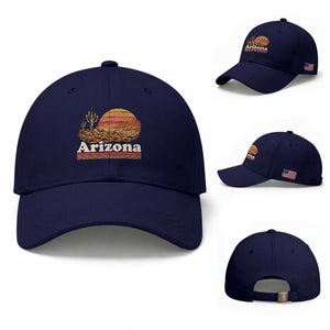Arizona Desert Sunset Saguaro Cactus Mountains Nature Lover Baseball Cap TS14 Baseball Cap Universal Fit Dark Blue Print Your Wear