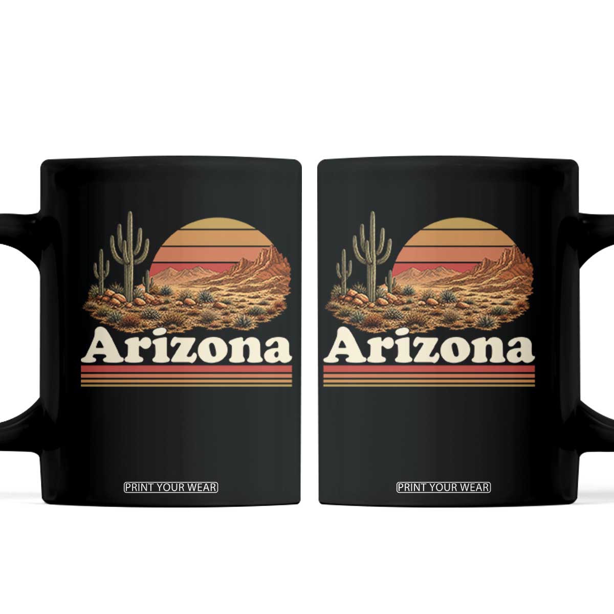 Arizona Desert Sunset Saguaro Cactus Mountains Nature Lover Coffee Mug TS14 Black Print Your Wear