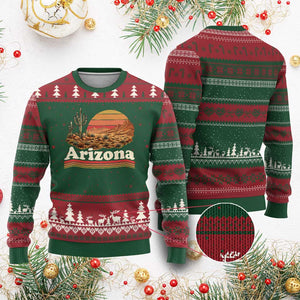 Arizona Desert Sunset Saguaro Cactus Mountains Nature Lover Ugly Christmas Sweater TS14 Red Green Print Your Wear