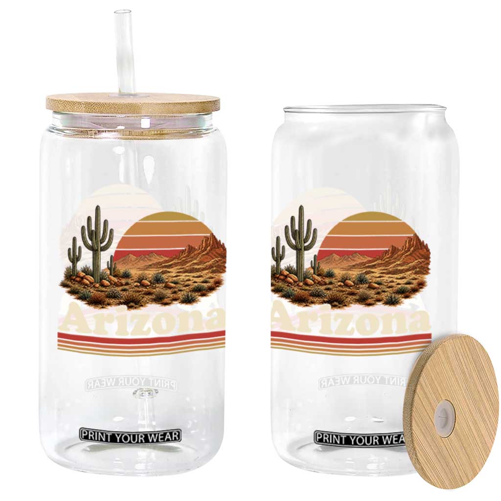 Arizona Desert Sunset Saguaro Cactus Mountains Nature Lover Glass Can TS14 Print Your Wear