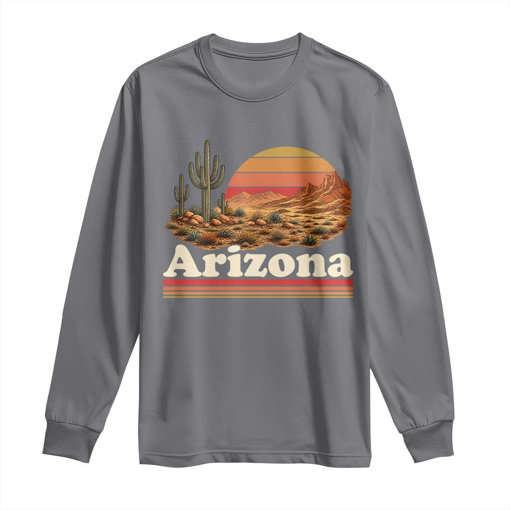 Arizona Desert Sunset Saguaro Cactus Mountains Nature Lover Long Sleeve Shirt TS14 Charcoal Print Your Wear