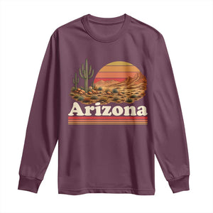 Arizona Desert Sunset Saguaro Cactus Mountains Nature Lover Long Sleeve Shirt TS14 Maroon Print Your Wear