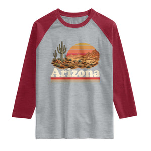 Arizona Desert Sunset Saguaro Cactus Mountains Nature Lover Raglan Shirt TS14 Heather Gray Heather Red Print Your Wear