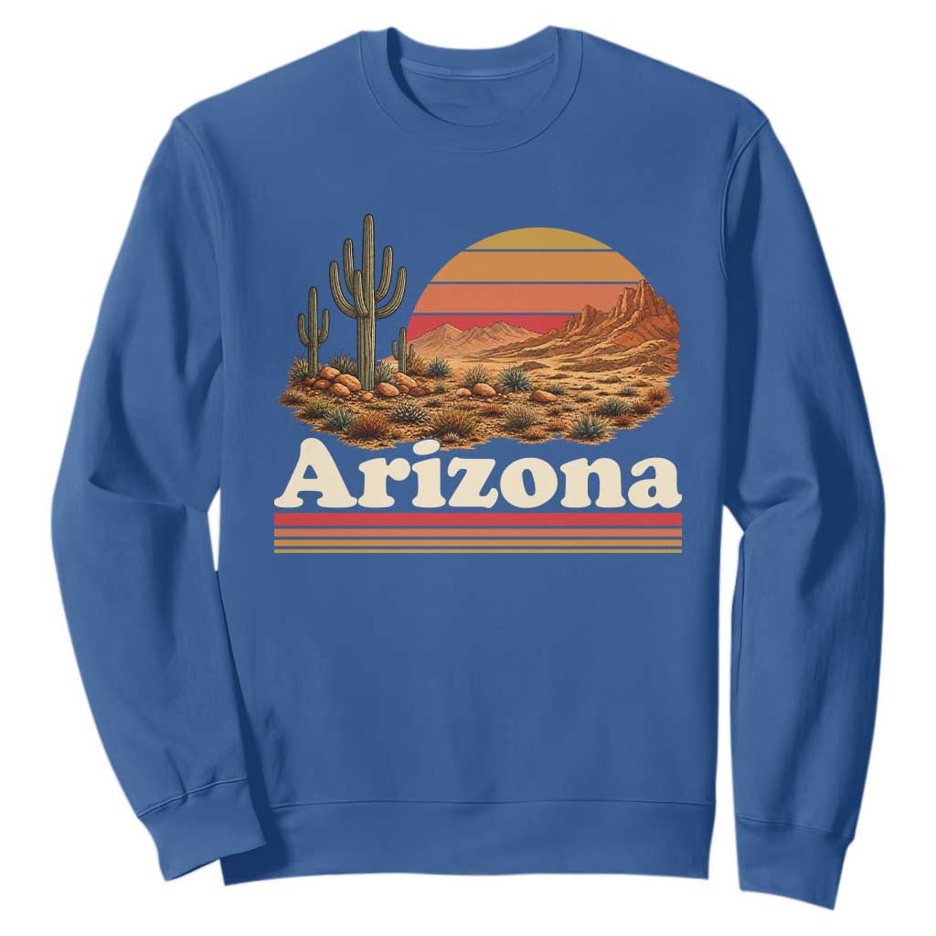 Arizona Desert Sunset Saguaro Cactus Mountains Nature Lover Sweatshirt TS14 Royal Blue Print Your Wear