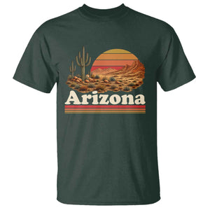 Arizona Desert Sunset Saguaro Cactus Mountains Nature Lover T Shirt TS14 Dark Forest Green Print Your Wear
