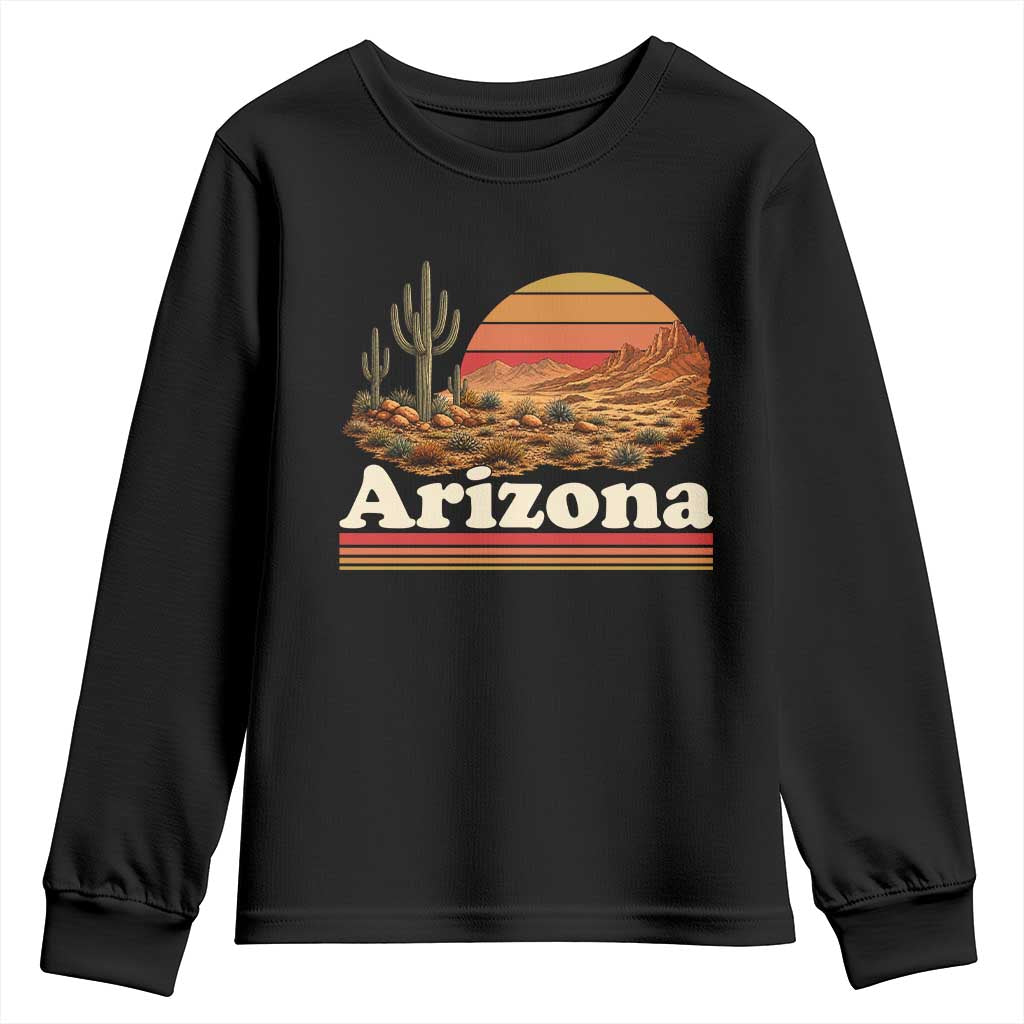 Arizona Desert Sunset Saguaro Cactus Mountains Nature Lover Youth Sweatshirt TS14 Black Print Your Wear