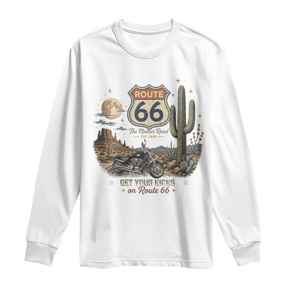 Route Highway 66 Get Your Kicks Centennial Road Trip Long Sleeve Shirt Vintage 1976 American Cruiser Motorcycle Lover 100th Anniversary Gift TS14 White Print Your Wear