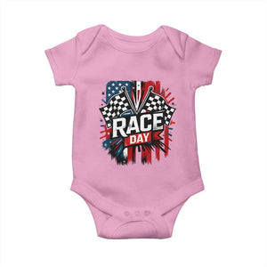 Checkered Flag Racing Baby Onesie Race Day Team Lover TS14 Light Pink Print Your Wear