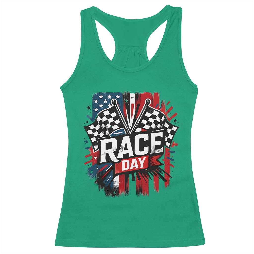 Checkered Flag Racing Racerback Tank Top Race Day Team Lover TS14 Irish Green Print Your Wear