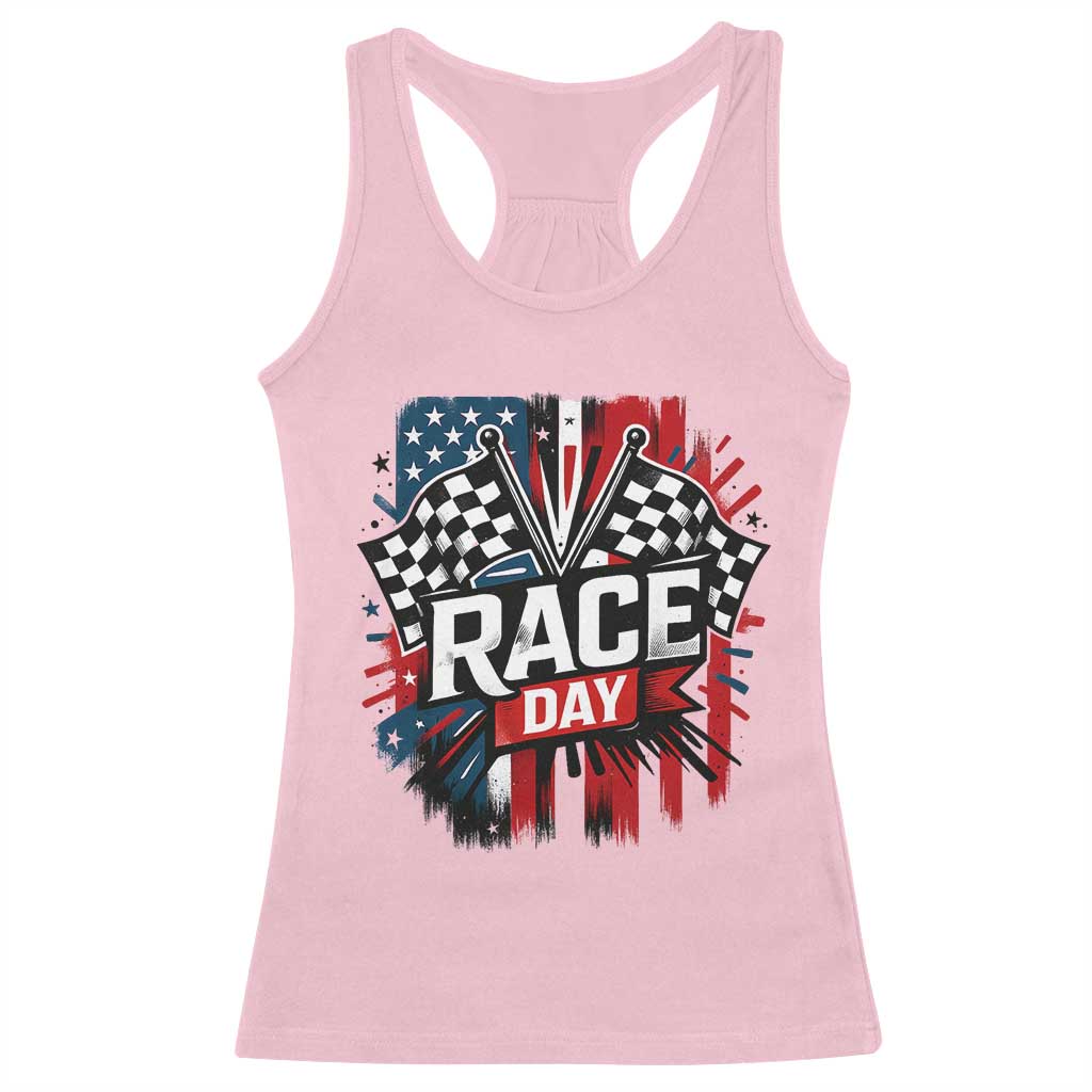 Checkered Flag Racing Racerback Tank Top Race Day Team Lover TS14 Light Pink Print Your Wear