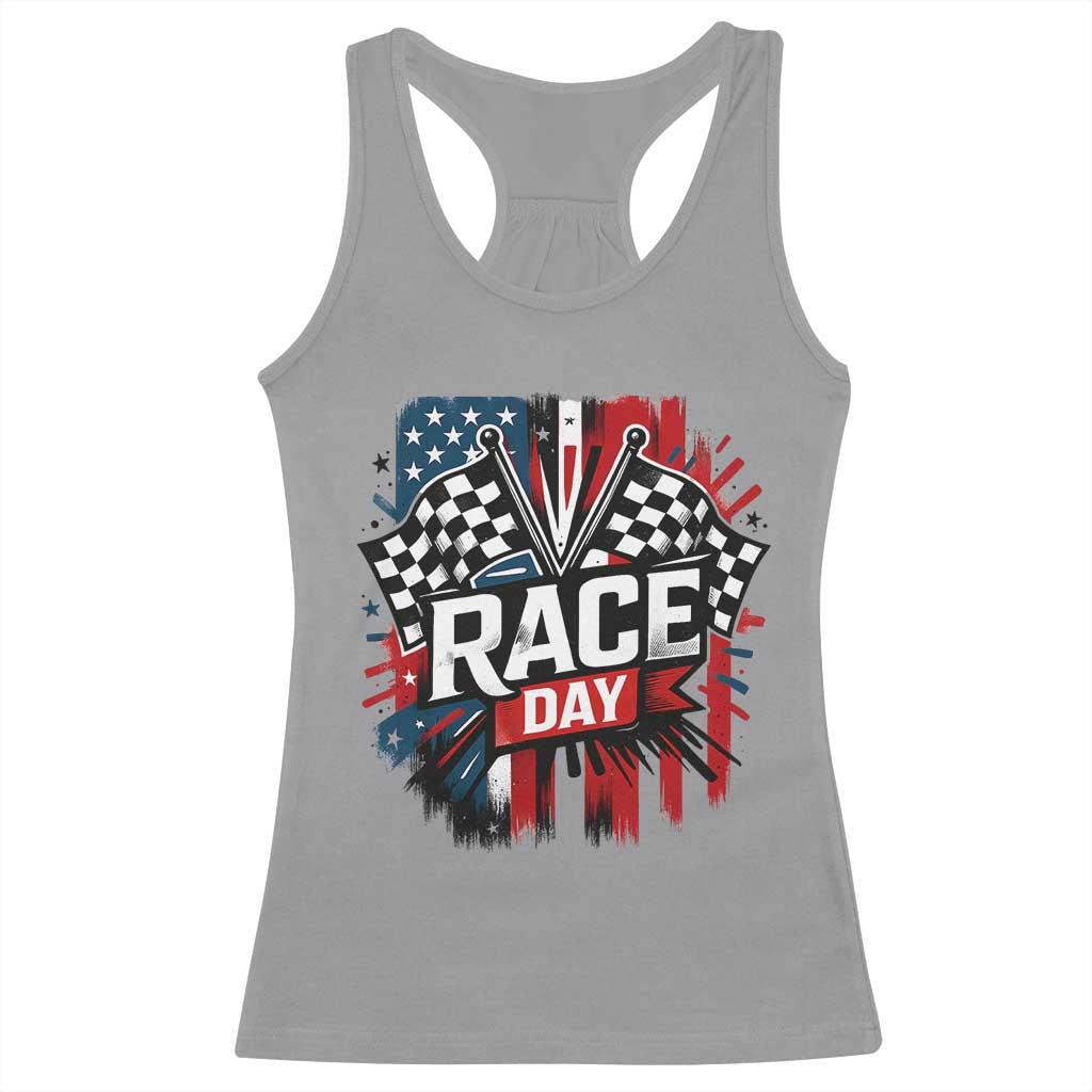 Checkered Flag Racing Racerback Tank Top Race Day Team Lover TS14 Sport Gray Print Your Wear