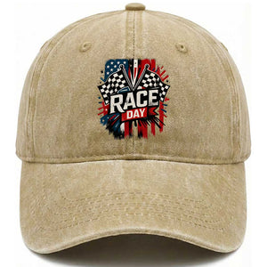 Checkered Flag Racing Washed Cotton Baseball Cap Race Day Team Lover TS14 Washed Cap Universal Fit Khaki Print Your Wear