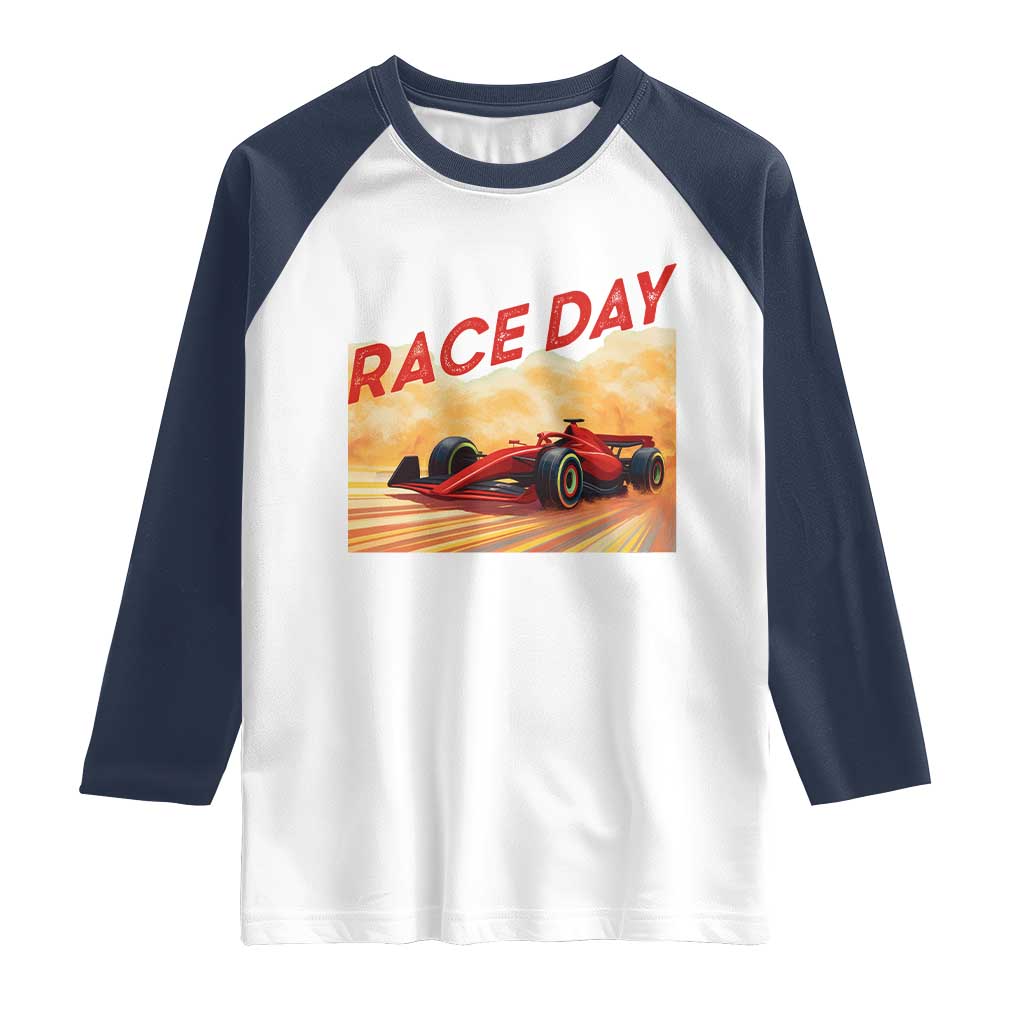 Vintage Racing Formula Car Raglan Shirt TS14 White Navy Print Your Wear